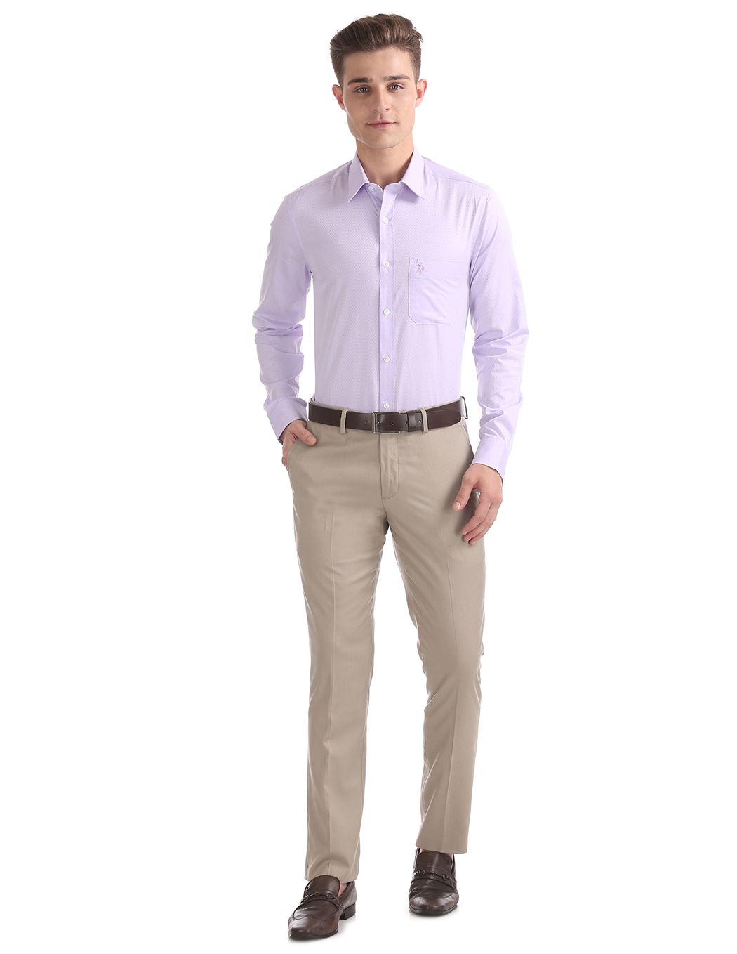 U.S. Polo Assn. Men Self Design Formal Wear Shirt